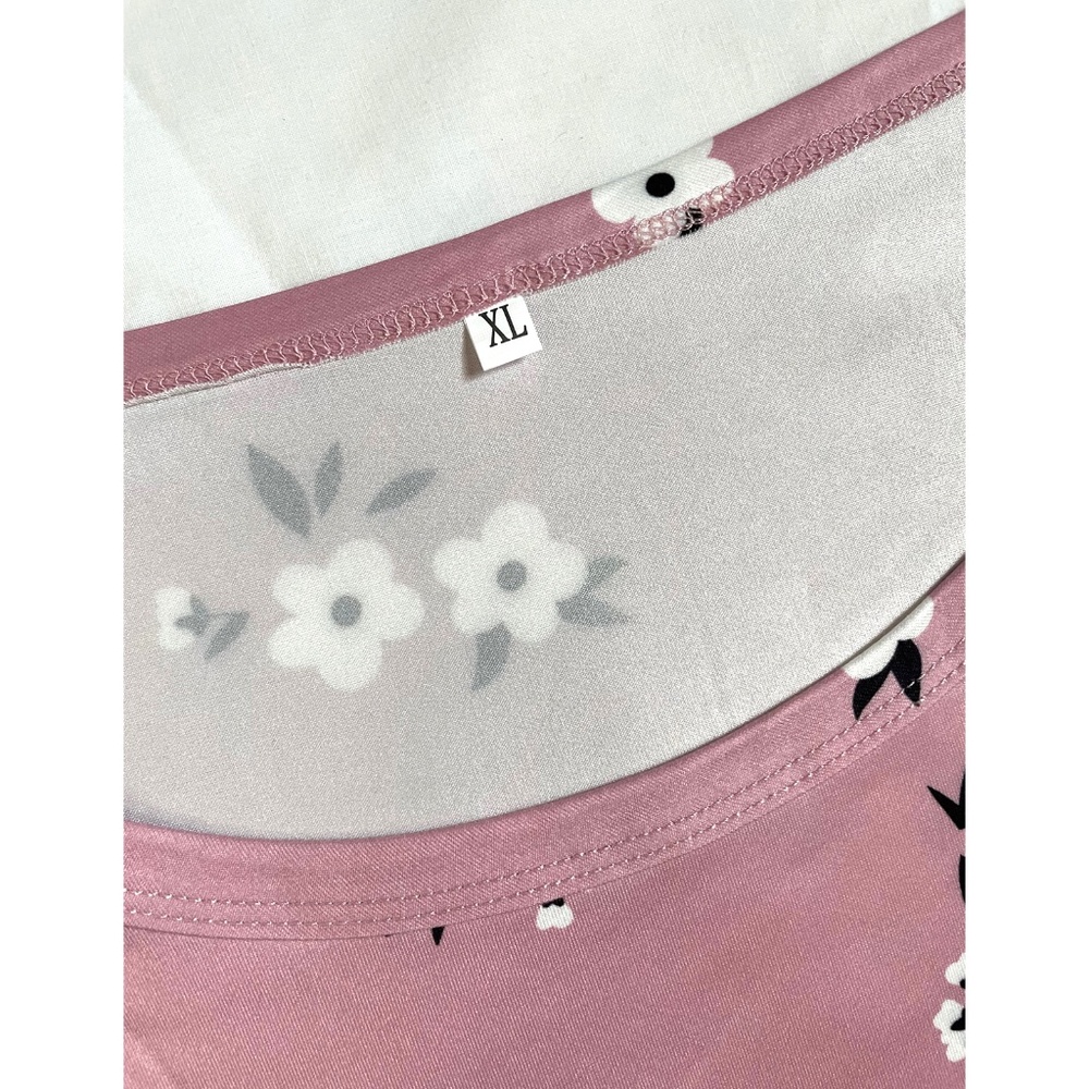 Pajama Set Soft Comfortable Short Sleeve Top & Pants Cute Floral XL - Picture 8 of 9